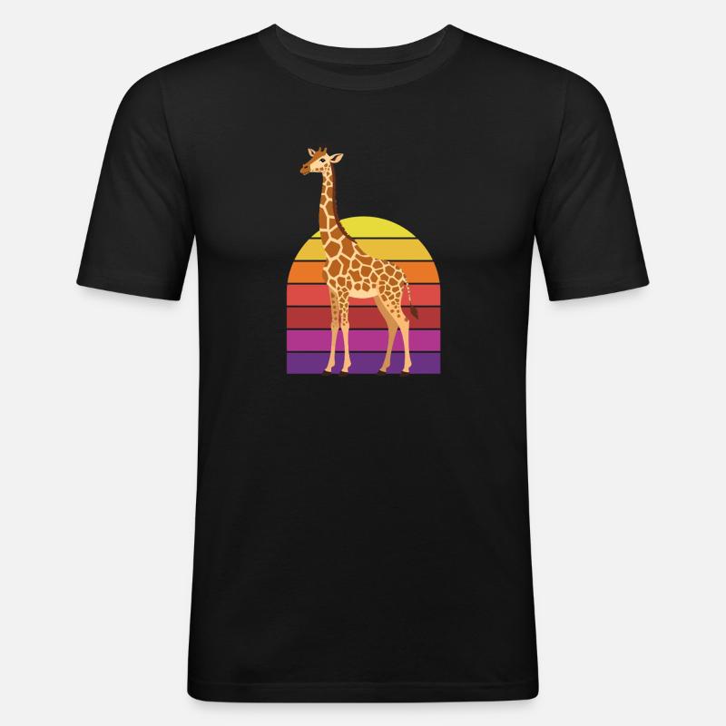Tramonto vintage di Giraffe Retrò - Maglietta aderente da uomo - nero