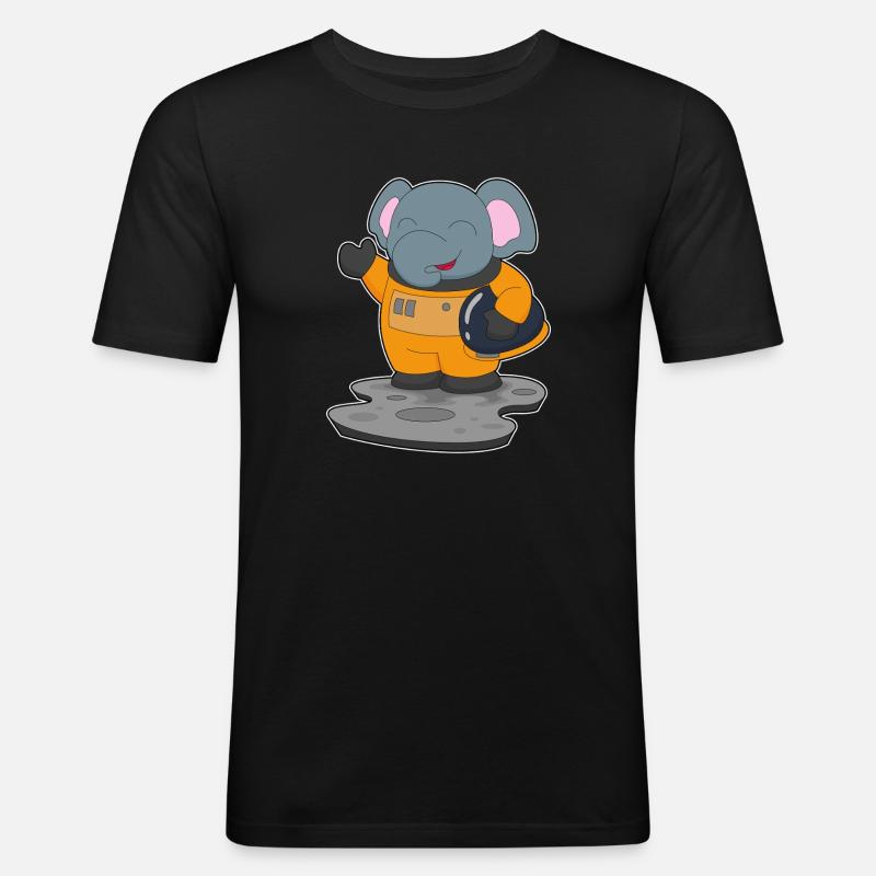 Astronaute éléphant spatial - T-shirt près du corps Homme - noir