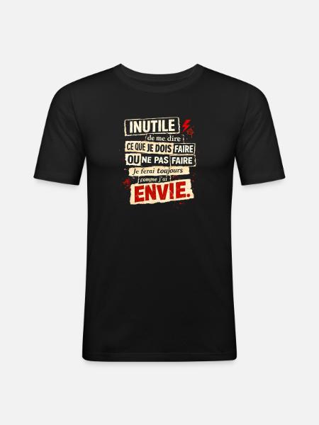 Rebellious Envy – Typographic Poster - Men's Slim Fit T-Shirt - black