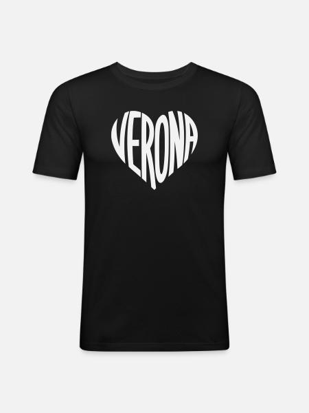 Verona Heart Typography - Men's Slim Fit T-Shirt - black