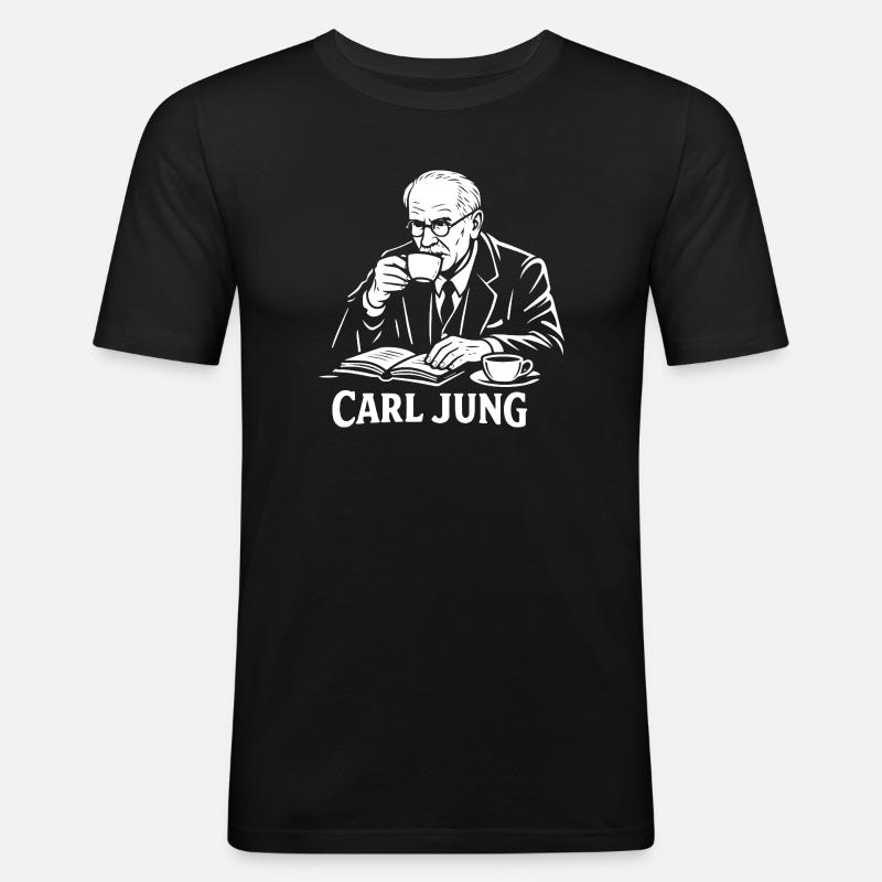 Carl Jung Kaffee-Studien-Tee - Männer Slim Fit T-Shirt - Schwarz