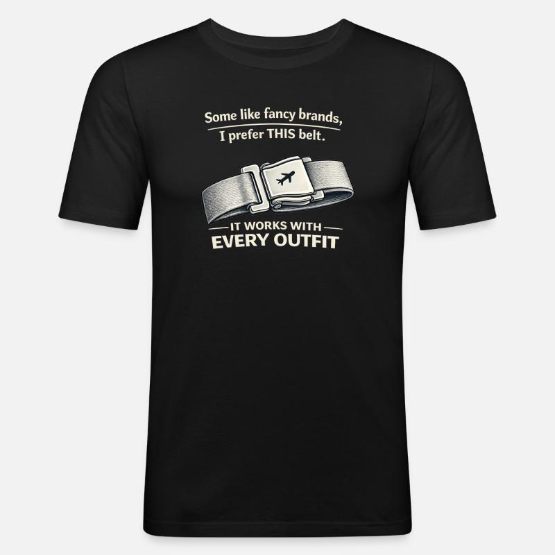 THIS Belt Spruch: Sitzgurt Flugzeug - Men's Slim Fit T-Shirt - black
