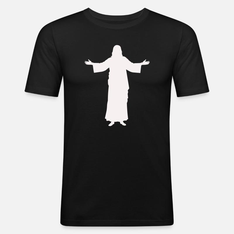 jesus- - Männer Slim Fit T-Shirt - Schwarz