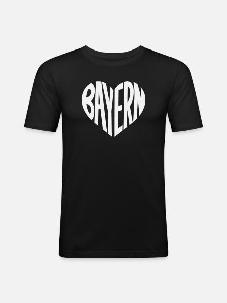 Bavaria Heart Typography - Men's Slim Fit T-Shirt - black