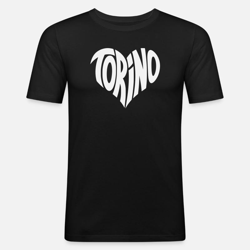 Turin, Torino Herz Design - Männer Slim Fit T-Shirt - Schwarz