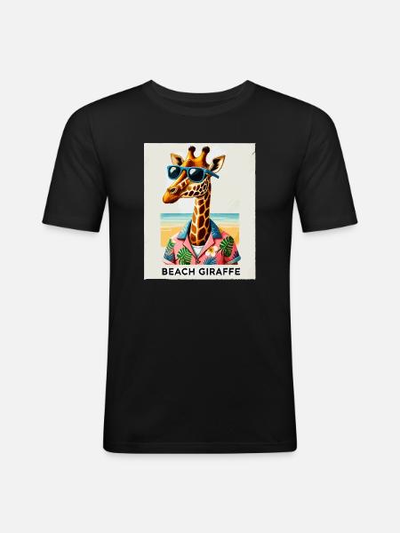 Beach Giraffe with Sunglasses - Men's Slim Fit T-Shirt - black