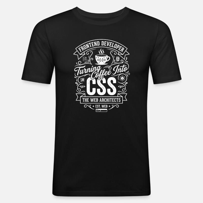 Frontend Coffee CSS Tee - Slim Fit T-shirt herr - svart