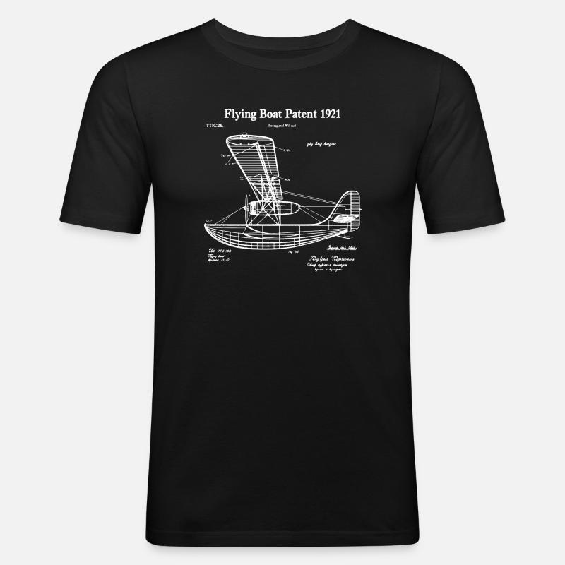 Flugboot-Patent - Männer Slim Fit T-Shirt - Schwarz