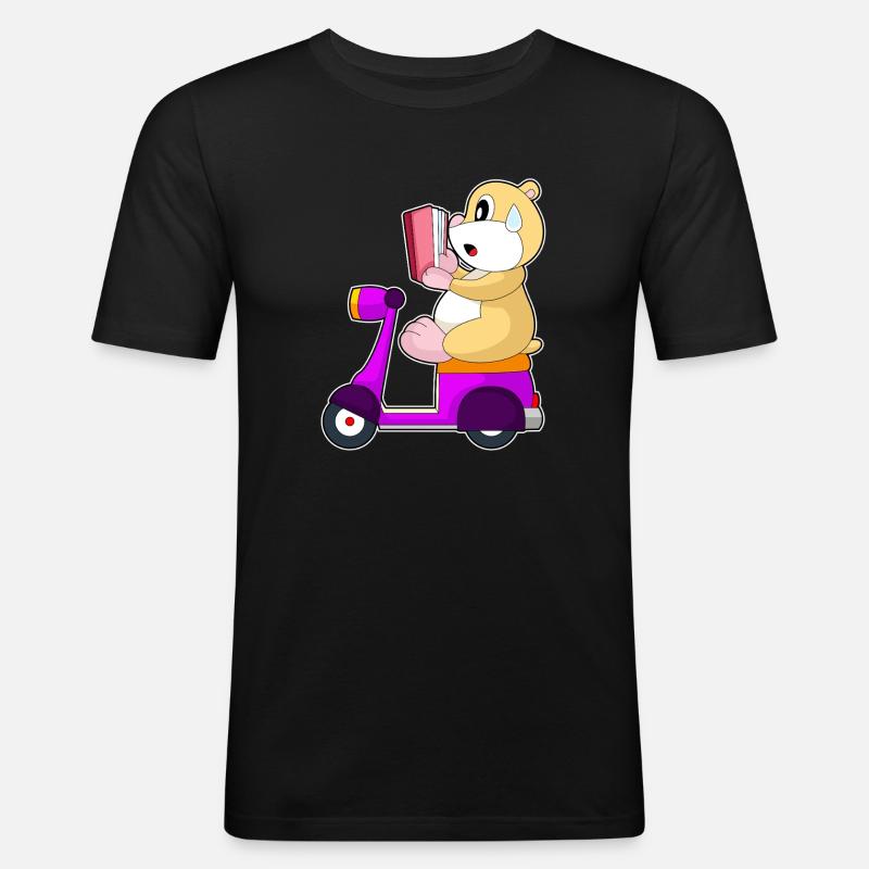 Hamster Motorroller - Männer Slim Fit T-Shirt - Schwarz
