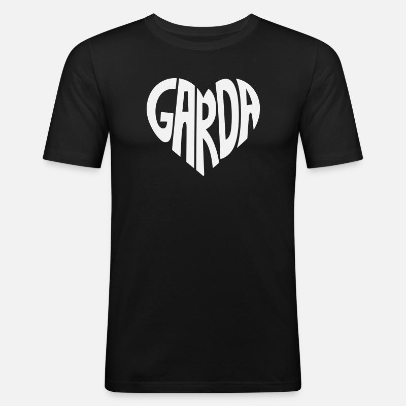 Garda Herzschrift Logo - Männer Slim Fit T-Shirt - Schwarz