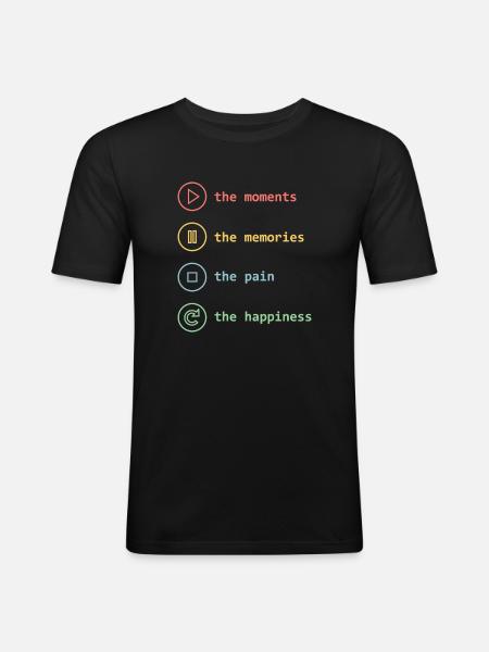 Mindfulness, Moments, Memories, Happiness - Men's Slim Fit T-Shirt - black