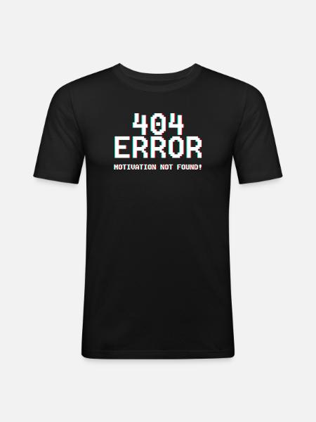 404 Fehler Motiv Glitch-Design - Männer Slim Fit T-Shirt - Schwarz