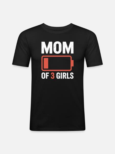 Mutter von 3 Mädchen Batterie-Tee - Männer Slim Fit T-Shirt - Schwarz