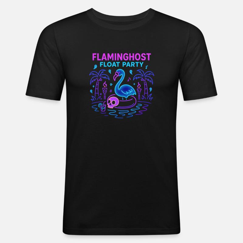 Flaminghost Float Party Halloween Pool - Männer Slim Fit T-Shirt - Schwarz