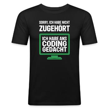Coding Thought Screen Saying - Men's Slim Fit T-Shirt - black - Front - Nik (191cm)