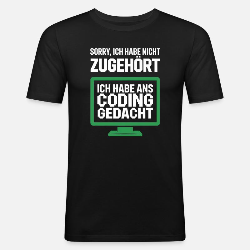 Coding Thought Screen Saying - Men's Slim Fit T-Shirt - black