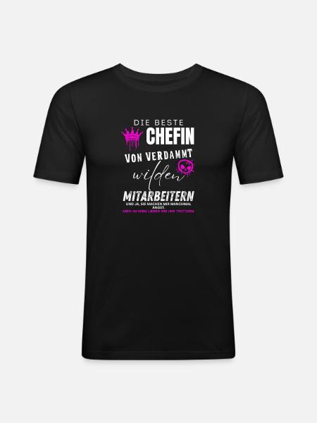beste Chefin von verdammt wilden Mitarbeitern - Men's Slim Fit T-Shirt - black