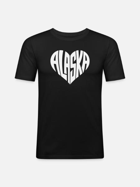 Alaska, USA Heart lettering angular - Men's Slim Fit T-Shirt - black