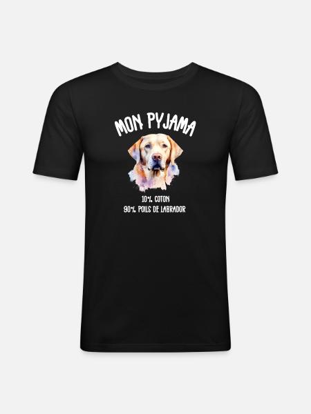 Labrador-Hunde-Pyjama-Humor - Männer Slim Fit T-Shirt - Schwarz