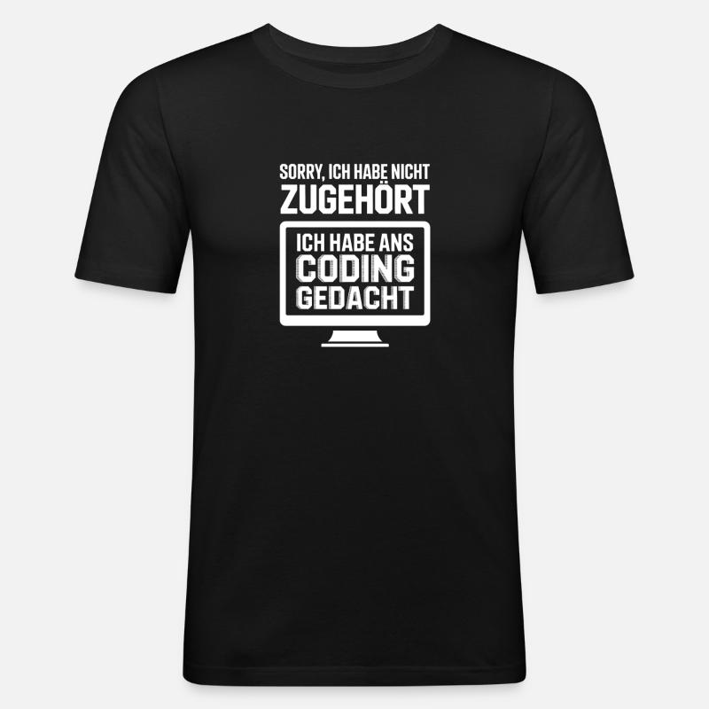 Ich habe Coding gedacht - Männer Slim Fit T-Shirt - Schwarz