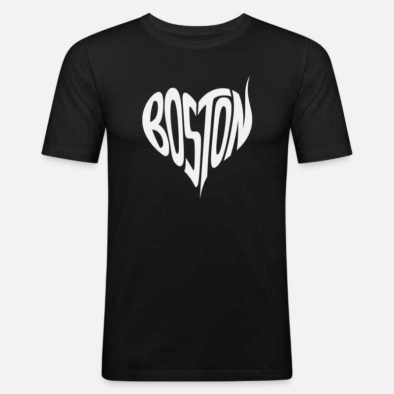 Boston Herz Typografie - Männer Slim Fit T-Shirt - Schwarz