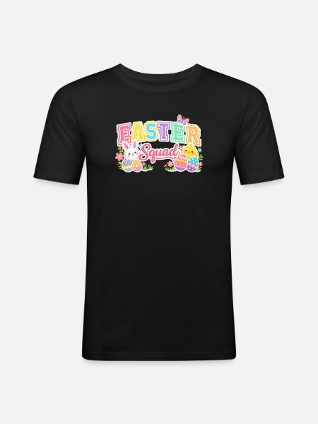 Ostern Squad Bunte Eier Küken - Männer Slim Fit T-Shirt - Schwarz