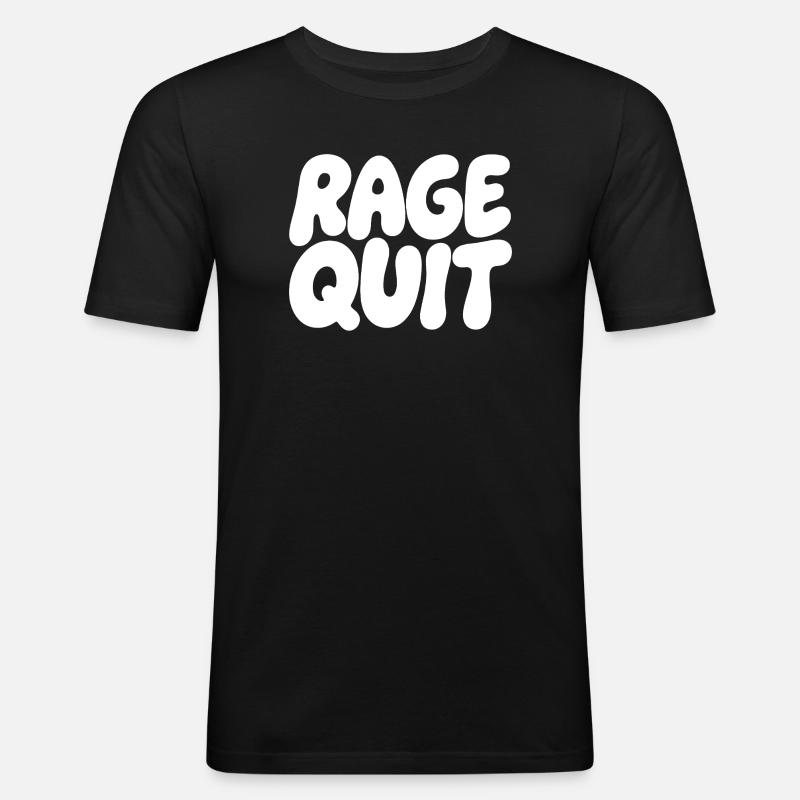 Rage Quit Bubble Schrift - Männer Slim Fit T-Shirt - Schwarz