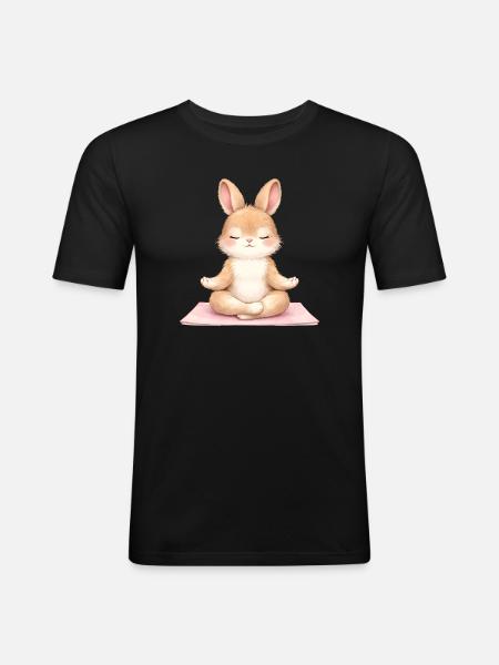 Meditating Bunny in Yoga Description - Men's Slim Fit T-Shirt - black
