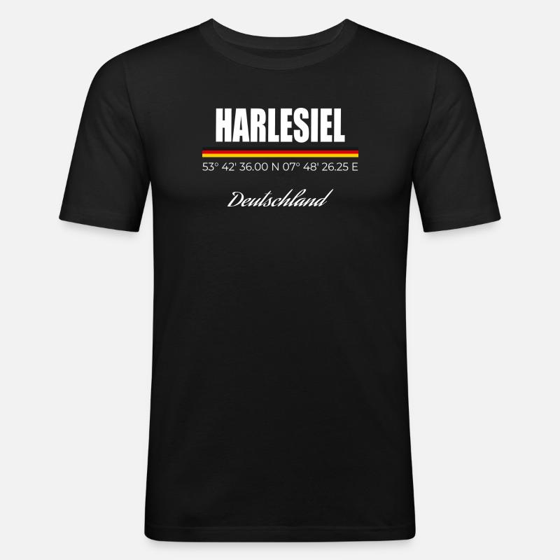 Harlesiel - Männer Slim Fit T-Shirt - Schwarz