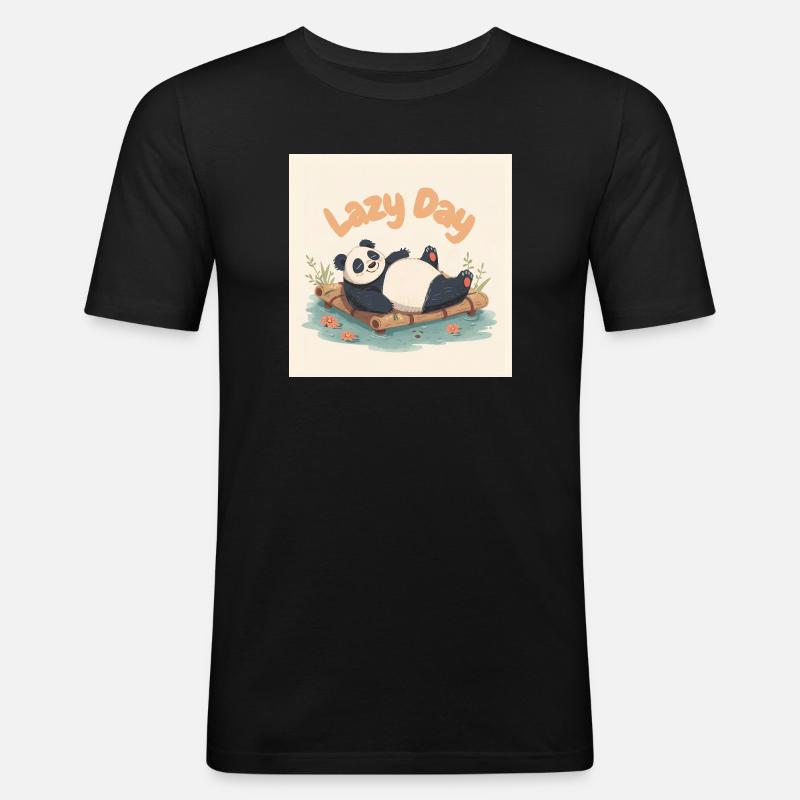 Panda napping on raft - Men's Slim Fit T-Shirt - black