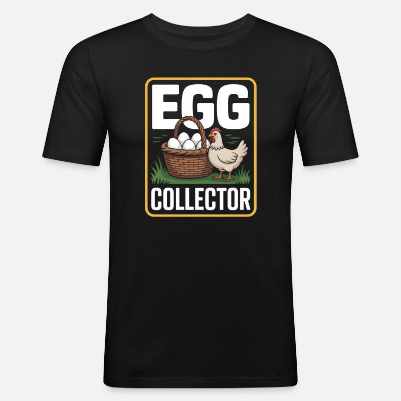 Eggs Collector Hühnerhalter Huhn - Männer Slim Fit T-Shirt - Schwarz