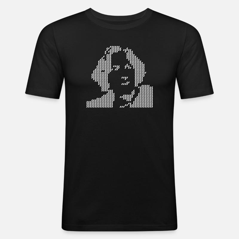 Pixel Oscar Wilde Porträt-Halbton - Männer Slim Fit T-Shirt - Schwarz