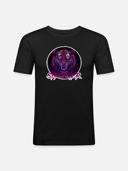 Wild Neon Tiger - Stronger - Men's Slim Fit T-Shirt - black