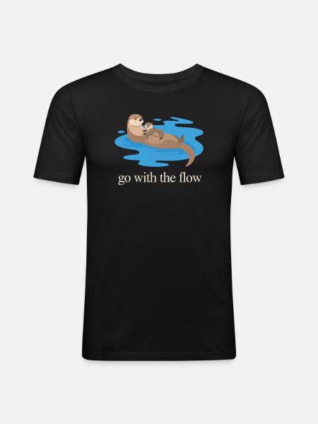 Otter Duo Go With The Flow - Men's Slim Fit T-Shirt - black