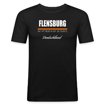 Flensburg - Männer Slim Fit T-Shirt - Schwarz - Vorne - Nik (191cm)