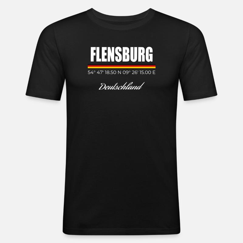 Flensburg - Männer Slim Fit T-Shirt - Schwarz