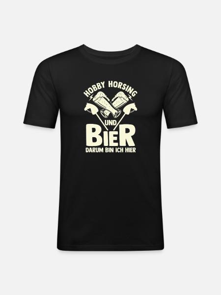 Bier Pferd Hobby Horsing - Männer Slim Fit T-Shirt - Schwarz