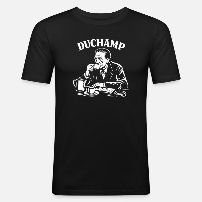 Marcel Duchamp Dada Kaffeeporträt - Männer Slim Fit T-Shirt - Schwarz