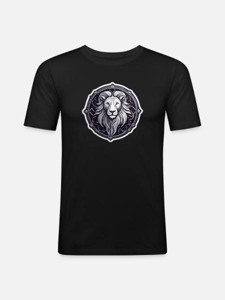 Cosmic Leo Round Astral Pattern - Men's Slim Fit T-Shirt - black