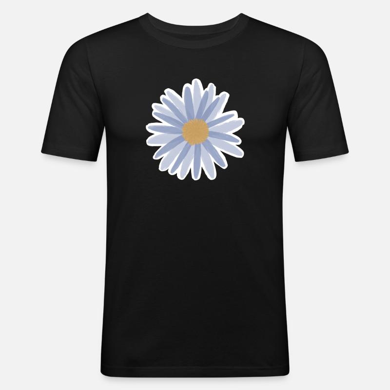 Blue Daisy Bloom Tee - Men's Slim Fit T-Shirt - black