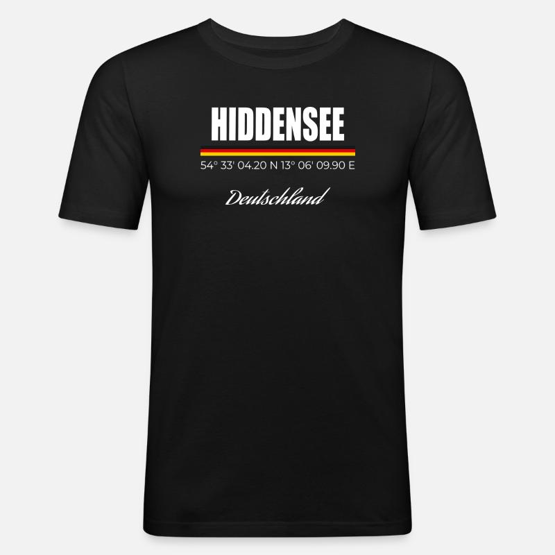 Hiddensee - Männer Slim Fit T-Shirt - Schwarz