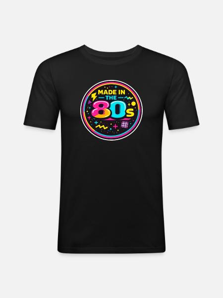 80s Neon Nostalgia Sticker - Men's Slim Fit T-Shirt - black