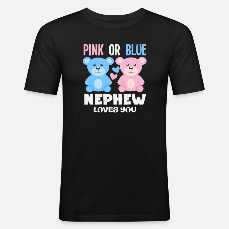 Pink Oder Blau Neffe Liebt Dich - Männer Slim Fit T-Shirt - Schwarz