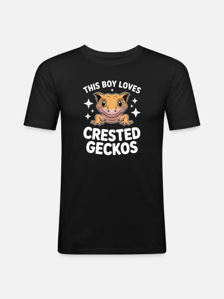 Kronengecko Sprüche Lustiges Kronengecko Geschenk  - Männer Slim Fit T-Shirt - Schwarz