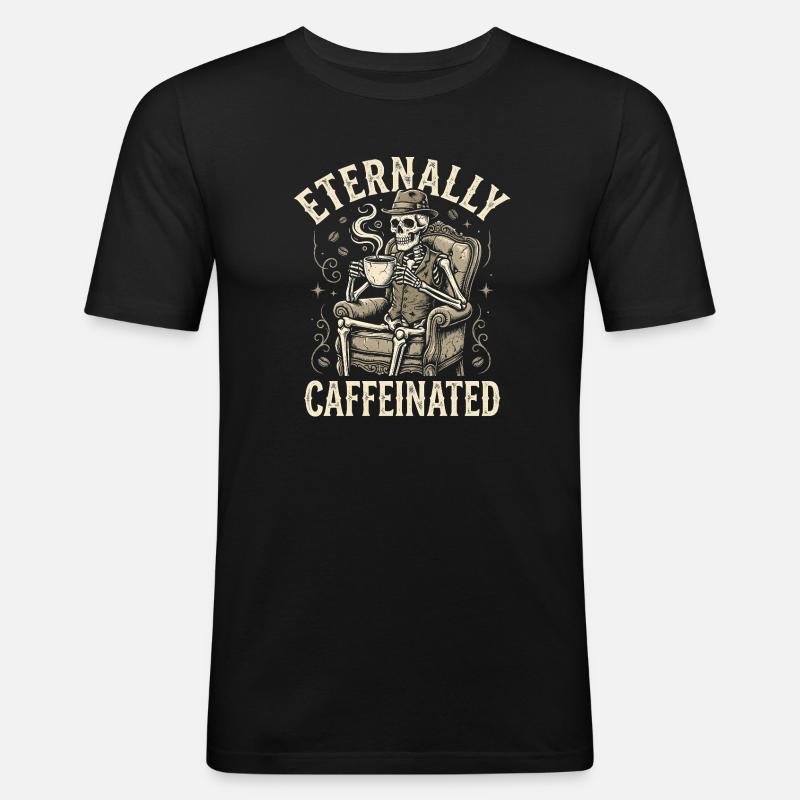 Eternally Caffeinated - Retro Coffee Skeleton - Men's Slim Fit T-Shirt - black