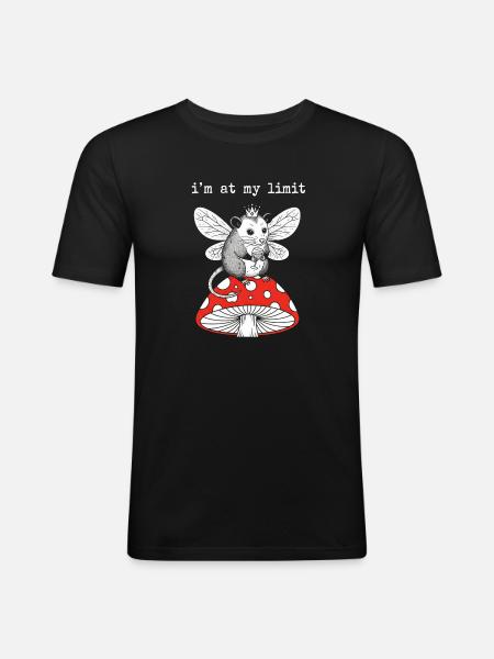 Limited Winged Mouse on Mushroom - Men's Slim Fit T-Shirt - black