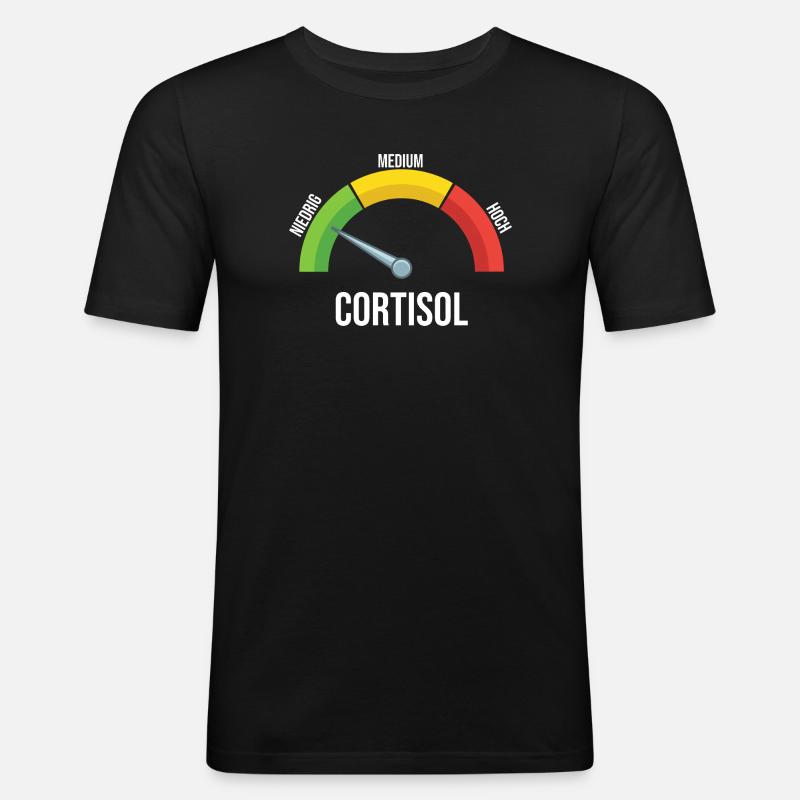 Cortisol Messgerät - Männer Slim Fit T-Shirt - Schwarz