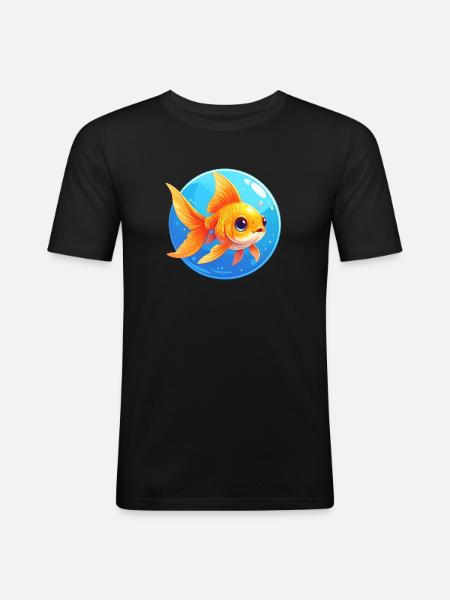Poisson rouge - T-shirt près du corps Homme - noir
