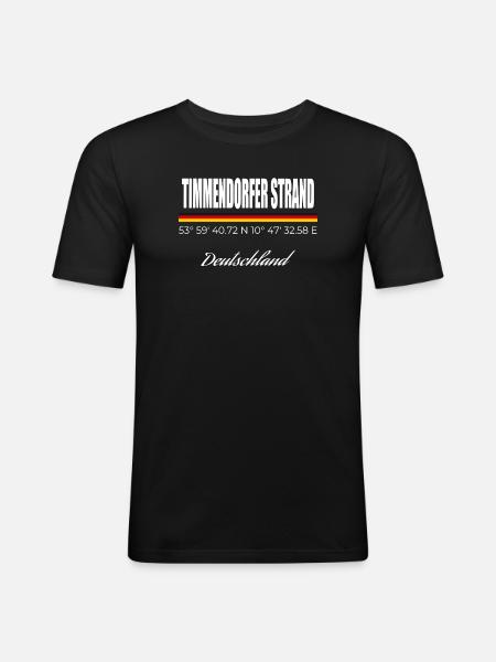 Timmendorfer Strand - Männer Slim Fit T-Shirt - Schwarz