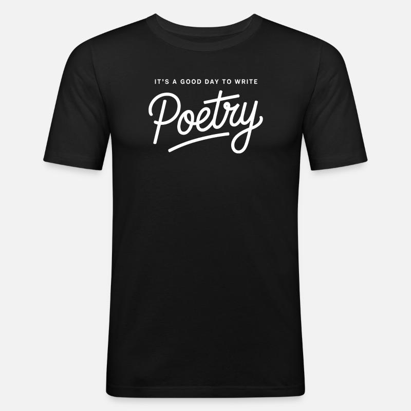 Poetry Script on Black Background - Men's Slim Fit T-Shirt - black